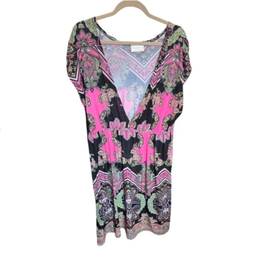 Bobbie Brooks 3X‎ Dress Tunic Sleeveless Floral Paisley Geometric V-neck Casual